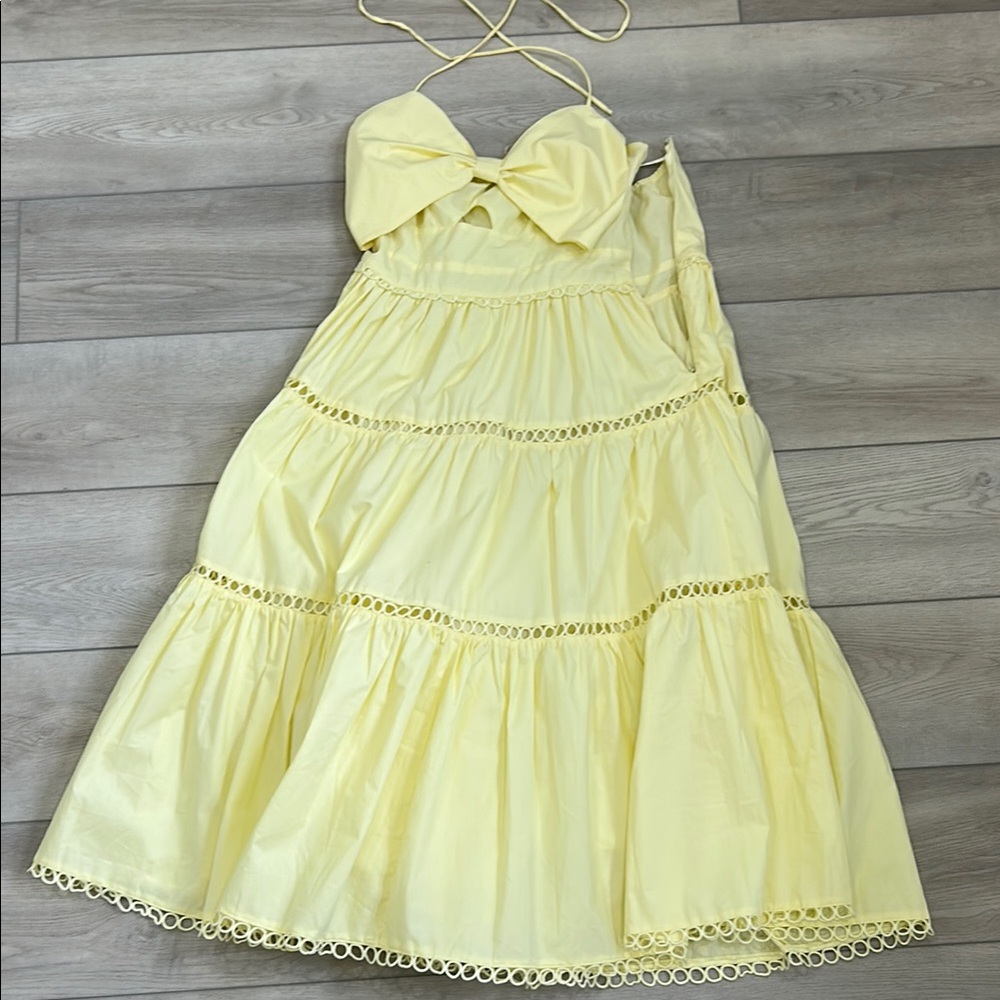 Ina Yellow Tiered Sundress Spaghetti Strap Sweetheart